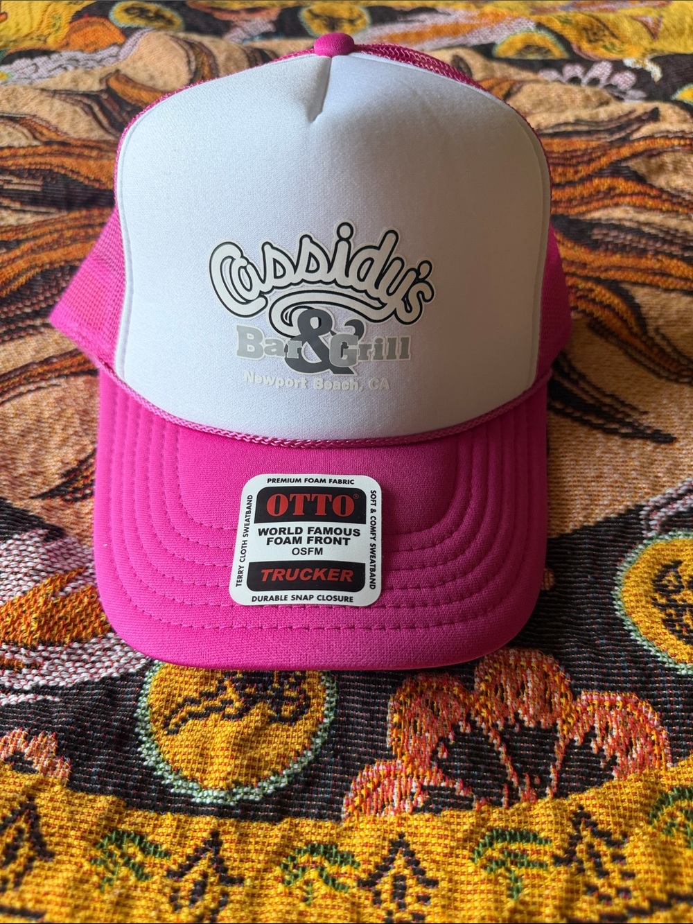 Cassidy's Bar & Grill Pink Trucker Hat - OTTO Foam Front Newport Beach, CA